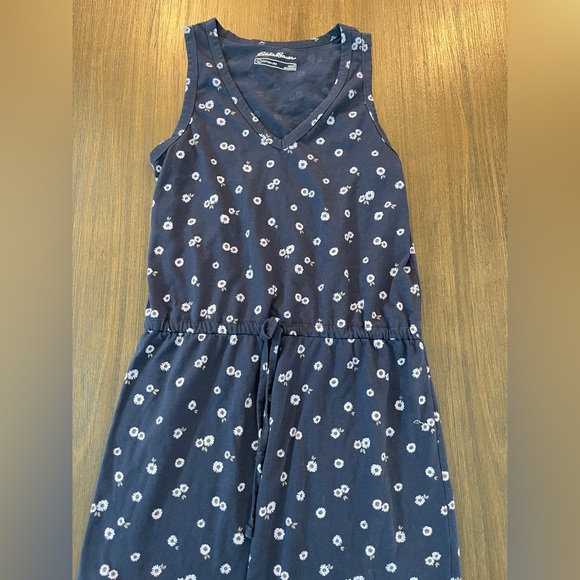 EUC Eddie Bauer Navy Blue Floral Dress - Picture 1 of 7